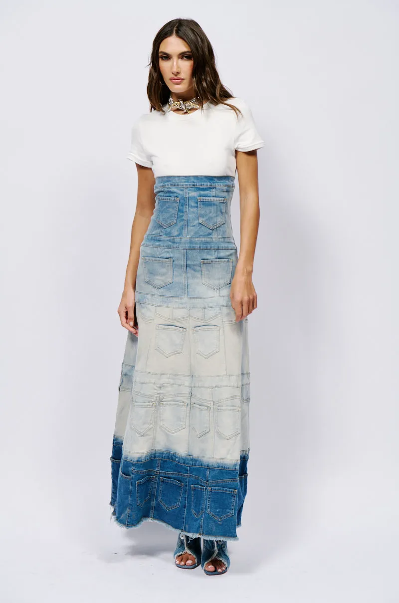 DENIM ON DENIM LAYERED MAXI DRESS sold by AKIRA product image thumbnail 3