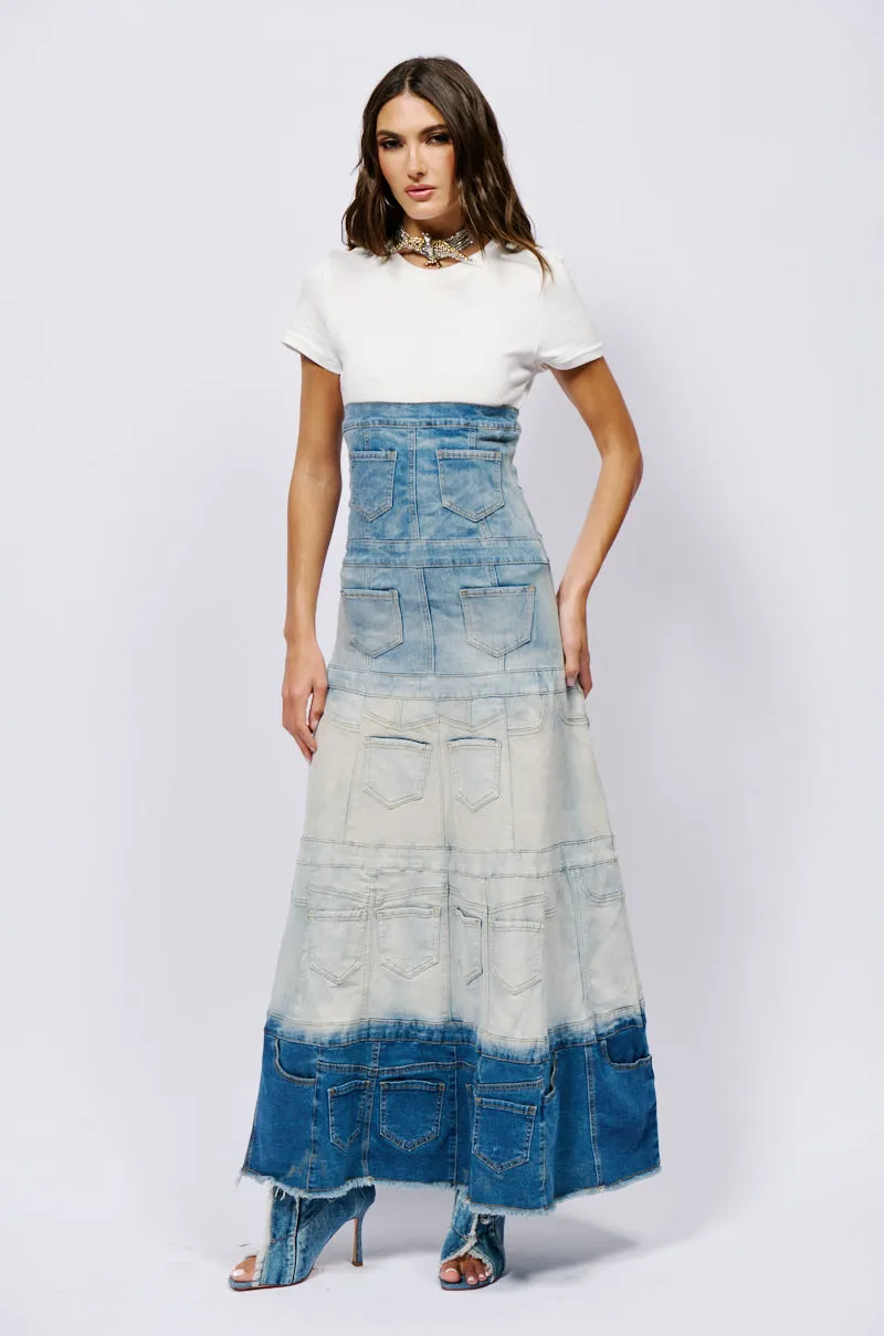 DENIM ON DENIM LAYERED MAXI DRESS sold by AKIRA product image thumbnail 2