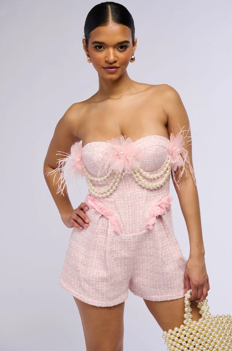 PRETTY IN PINK TWEED ROMPER sold by AKIRA product image thumbnail 2