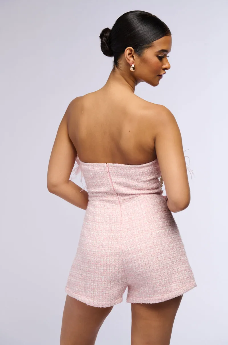 PRETTY IN PINK TWEED ROMPER sold by AKIRA product image thumbnail 4