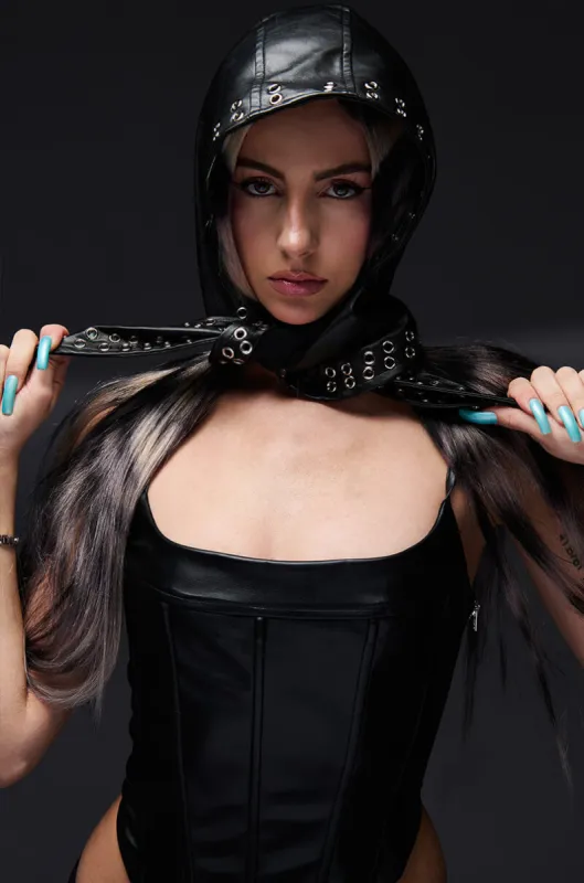 OH SO CHIC PU HEAD SCARF sold by AKIRA