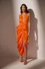 LOOK TWICE RUCHED MIDI DRESS IN ORANGE sold by AKIRA