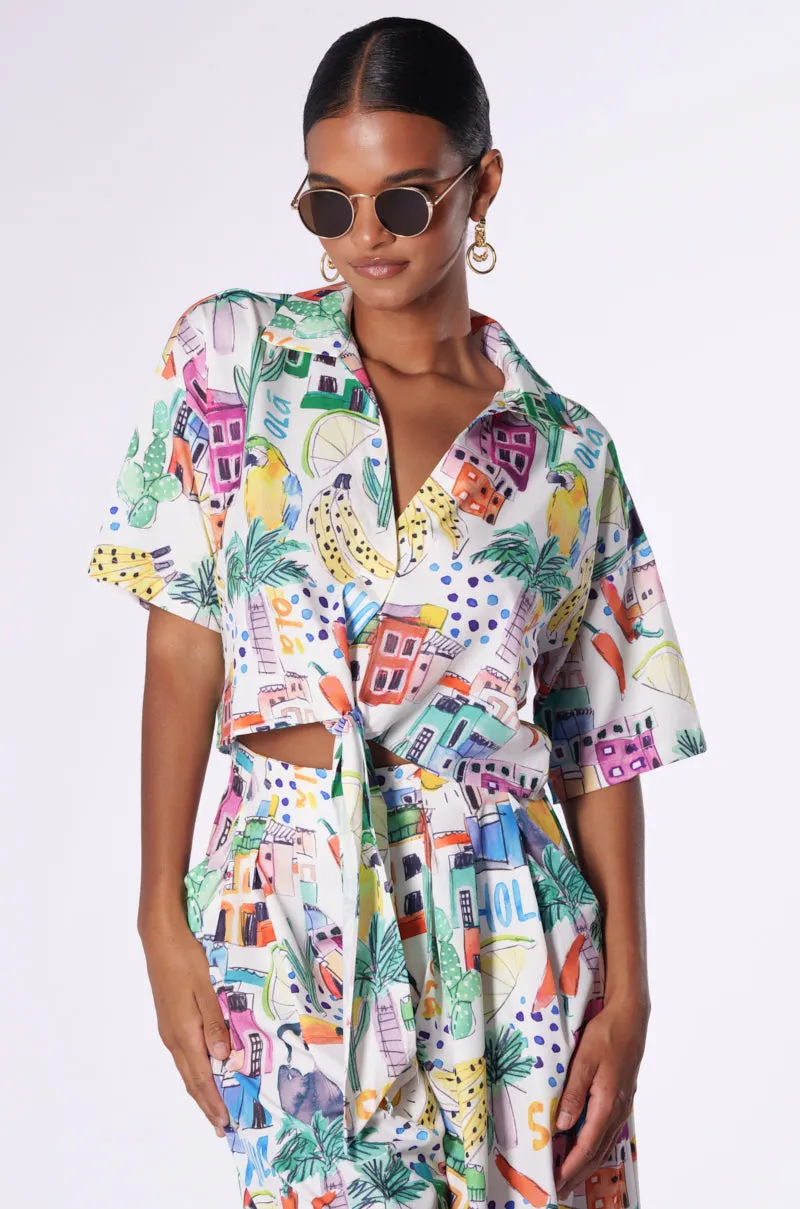 TOO CRAZY FOR YOU BUTTON DOWN TOP sold by AKIRA