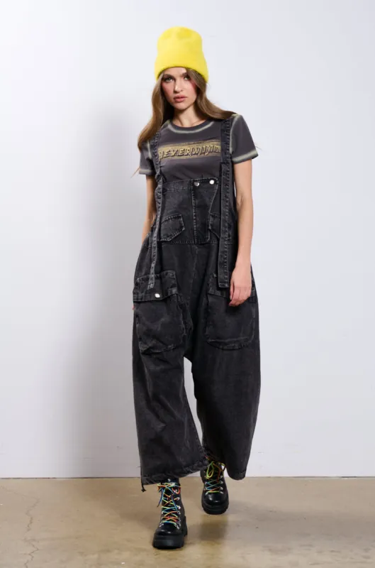 JUST LIKE THAT BAGGY FIT OVERALLS IN GREY made by AKIRA