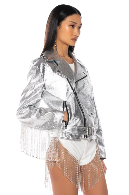 SPACE CASE METALLIC FRINGE MOTO sold by AKIRA