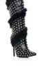 AZALEA WANG GARDENIA FEATHER EMBELLISHED BOOT IN BLACK sold by AKIRA