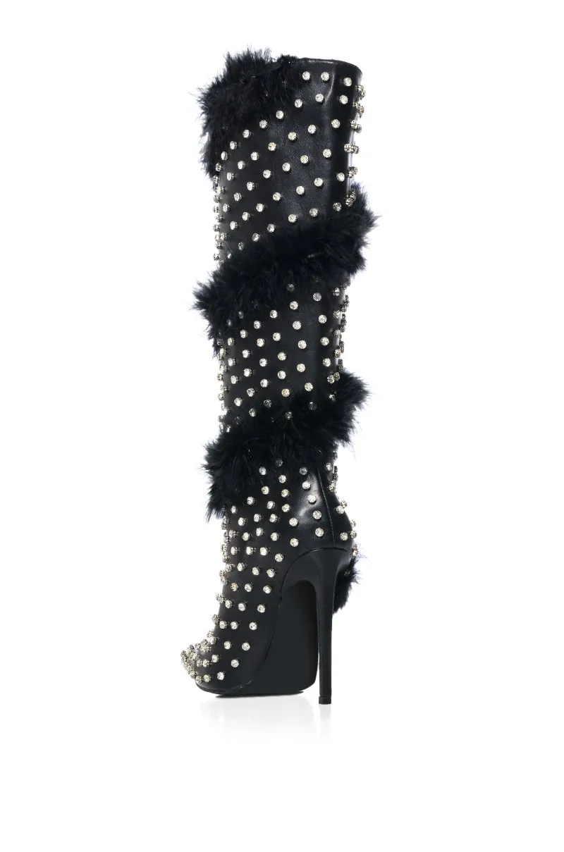AZALEA WANG GARDENIA FEATHER EMBELLISHED BOOT IN BLACK sold by AKIRA product image thumbnail 4