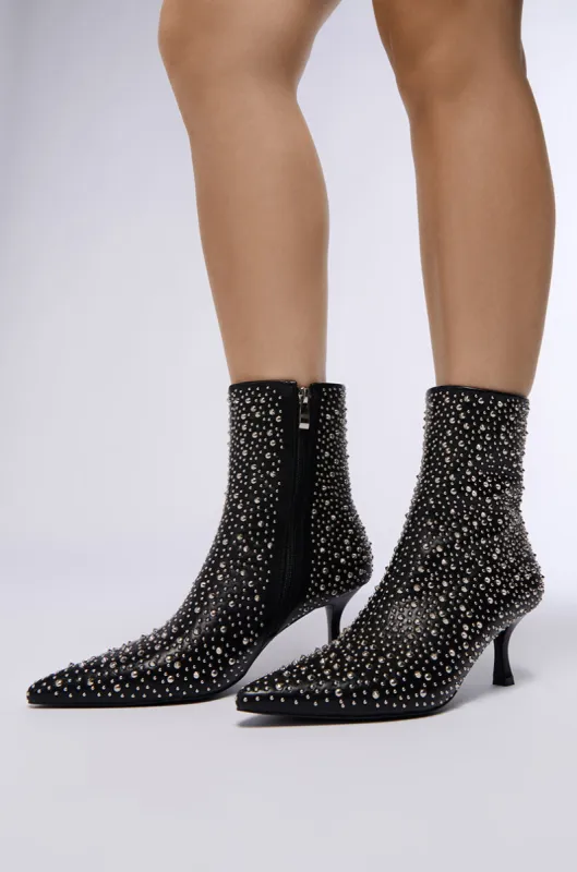 AZALEA WANG RIDLEY BLACK EMBELLISHED BOOTIE sold by AKIRA