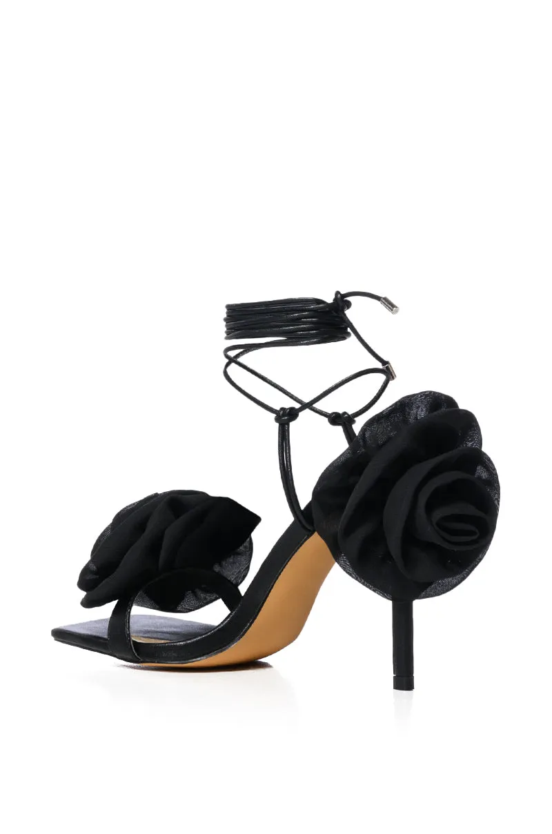SELF CARE FLOWER LACE UP SANDAL IN BLACK sold by AKIRA product image thumbnail 5