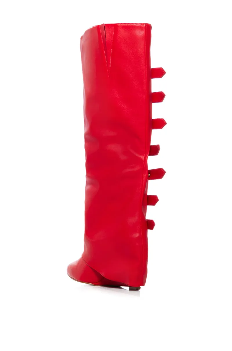 AZALEA WANG RISNA RED BUCKLE DETAIL BOOT sold by AKIRA product image thumbnail 4