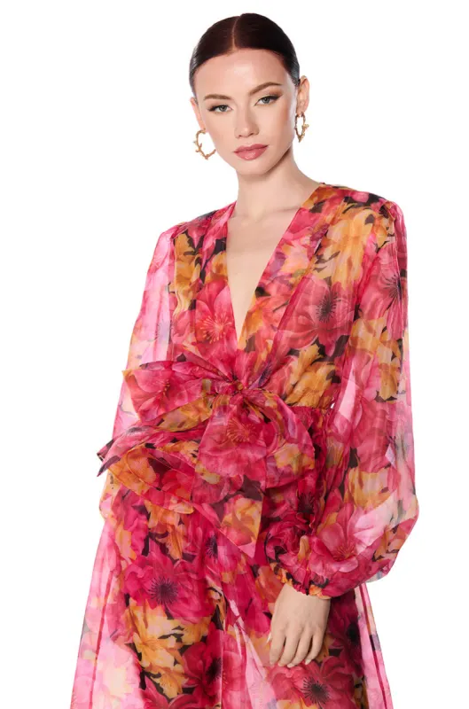 OLIVIA PLEATED TIE FRONT PEPLUM BLOUSE sold by AKIRA