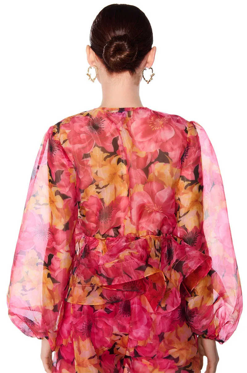 OLIVIA PLEATED TIE FRONT PEPLUM BLOUSE sold by AKIRA product image thumbnail 5