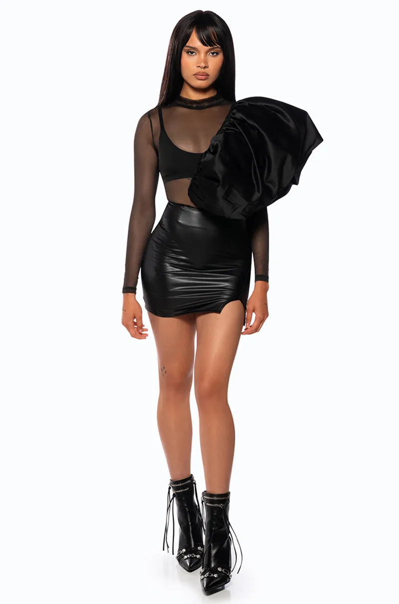 BIANCA STATEMENT SHOULDER MESH BODYSUIT sold by AKIRA product image thumbnail 3