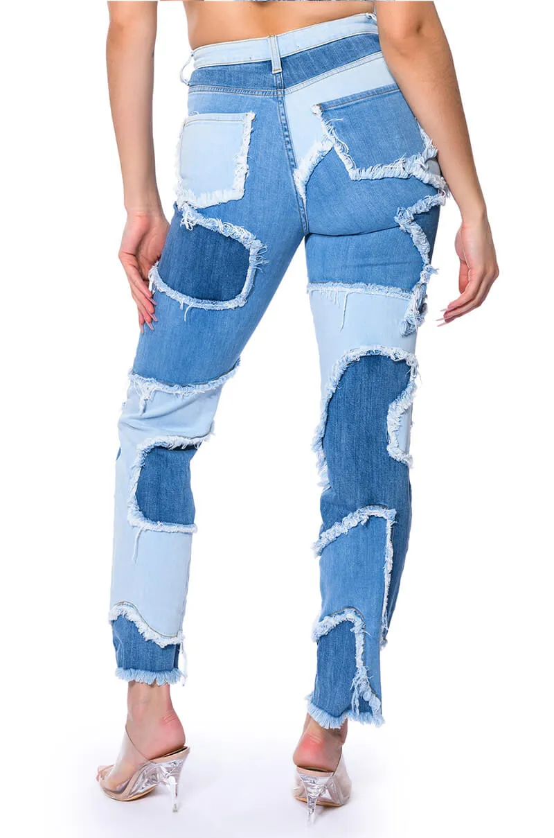 LITTLE BIT OF FUN FRAYED RELAXED FIT JEANS sold by AKIRA product image thumbnail 3