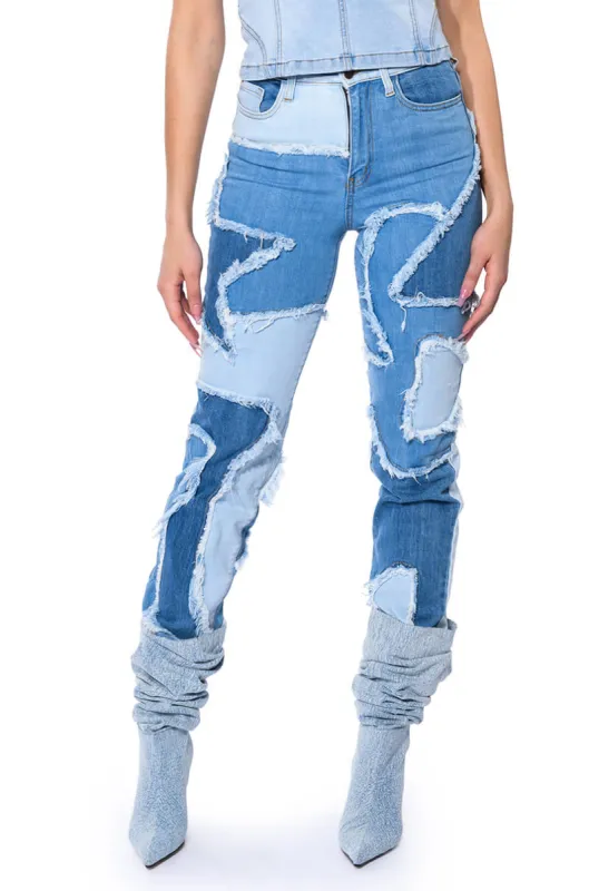 LITTLE BIT OF FUN FRAYED RELAXED FIT JEANS sold by AKIRA