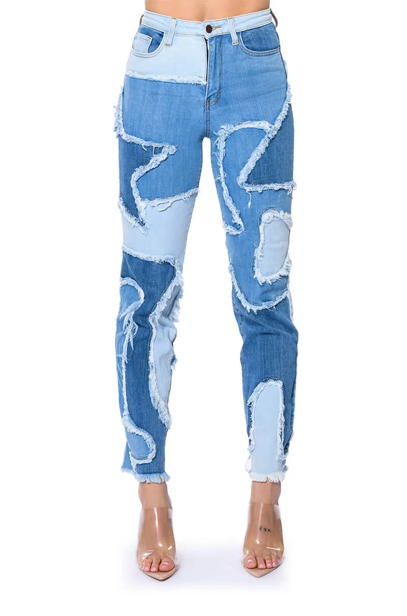 LITTLE BIT OF FUN FRAYED RELAXED FIT JEANS sold by AKIRA product image thumbnail 5