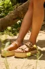 AZALEA WANG CALLUNA TAN FLATFORM SANDAL sold by AKIRA