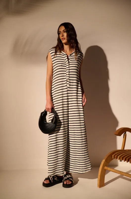 TIME TO PLAY STRIPE JUMPSUIT sold by AKIRA