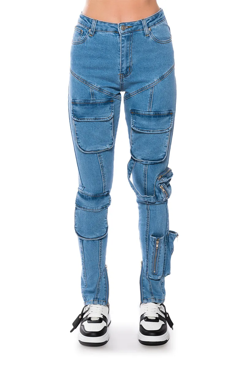 ONE STEP AT A TIME SKINNY CARGO JEANS sold by AKIRA product image thumbnail 3