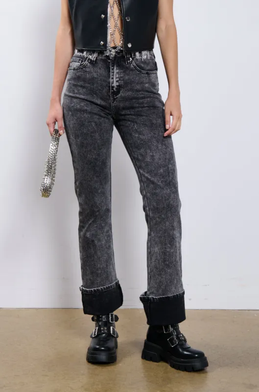 ALL MY LIFE ACID WASH CUFFED DENIM sold by AKIRA