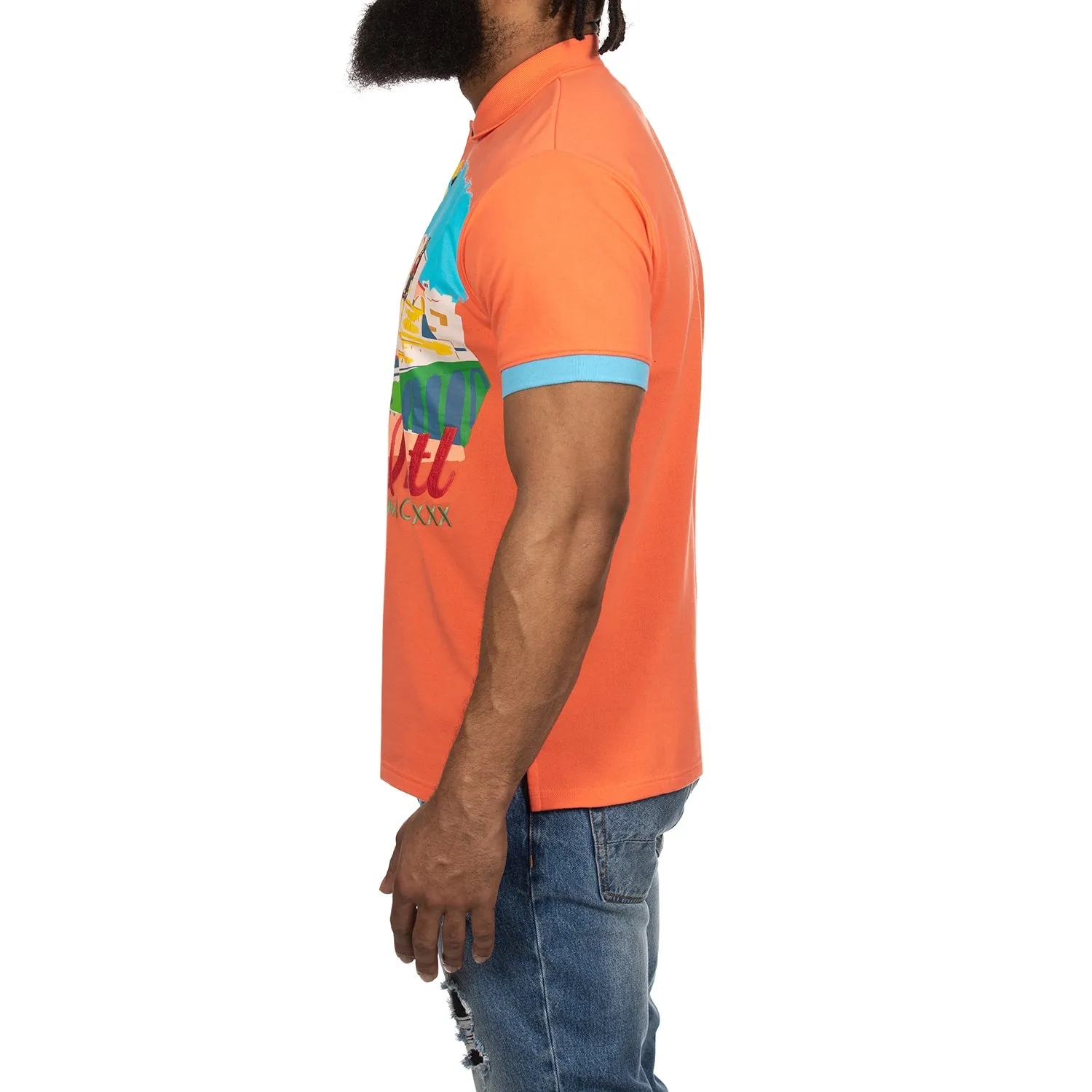 Akoo Mens Clique SS Polo (Living Coral) sold by Akoo product image thumbnail 5