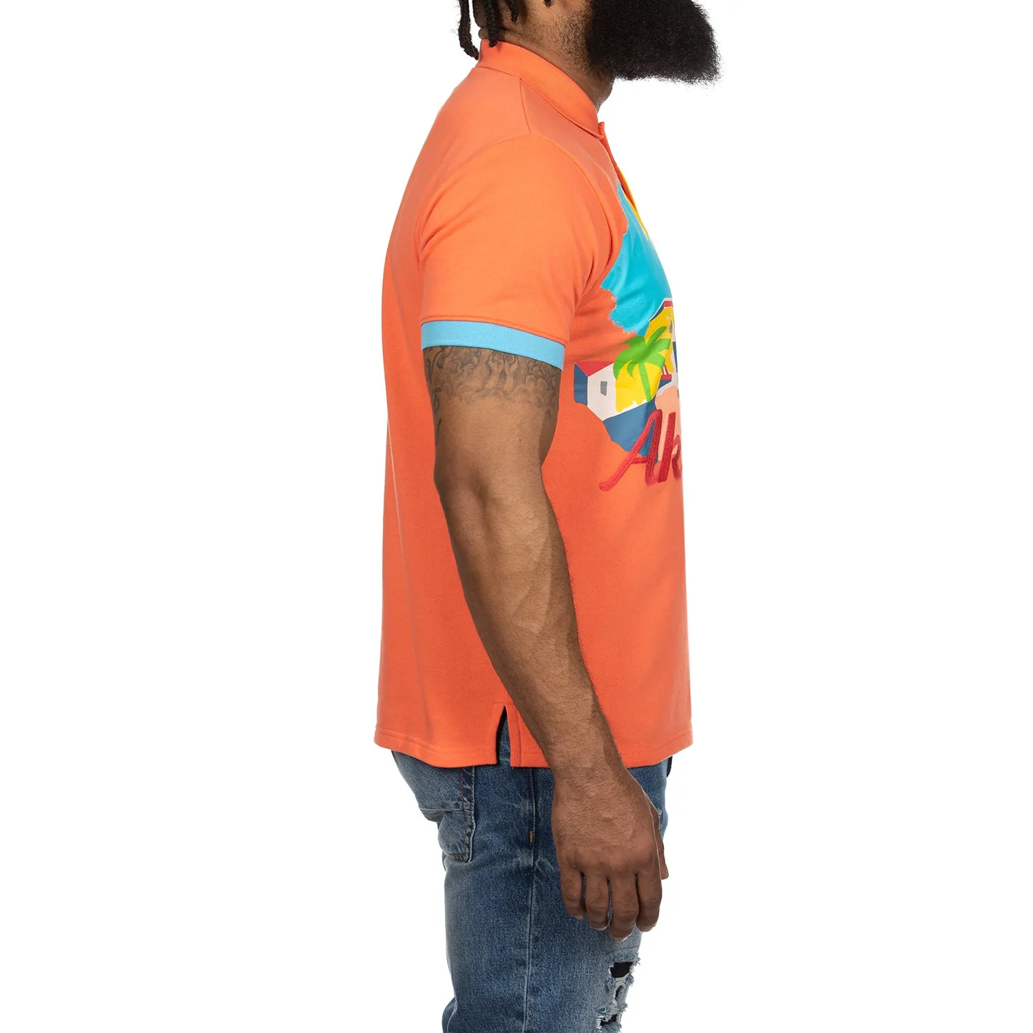 Akoo Mens Clique SS Polo (Living Coral) sold by Akoo product image thumbnail 4