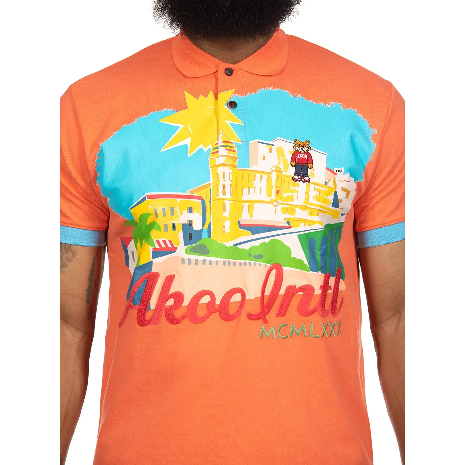Akoo Mens Clique SS Polo (Living Coral) sold by Akoo product image thumbnail 3