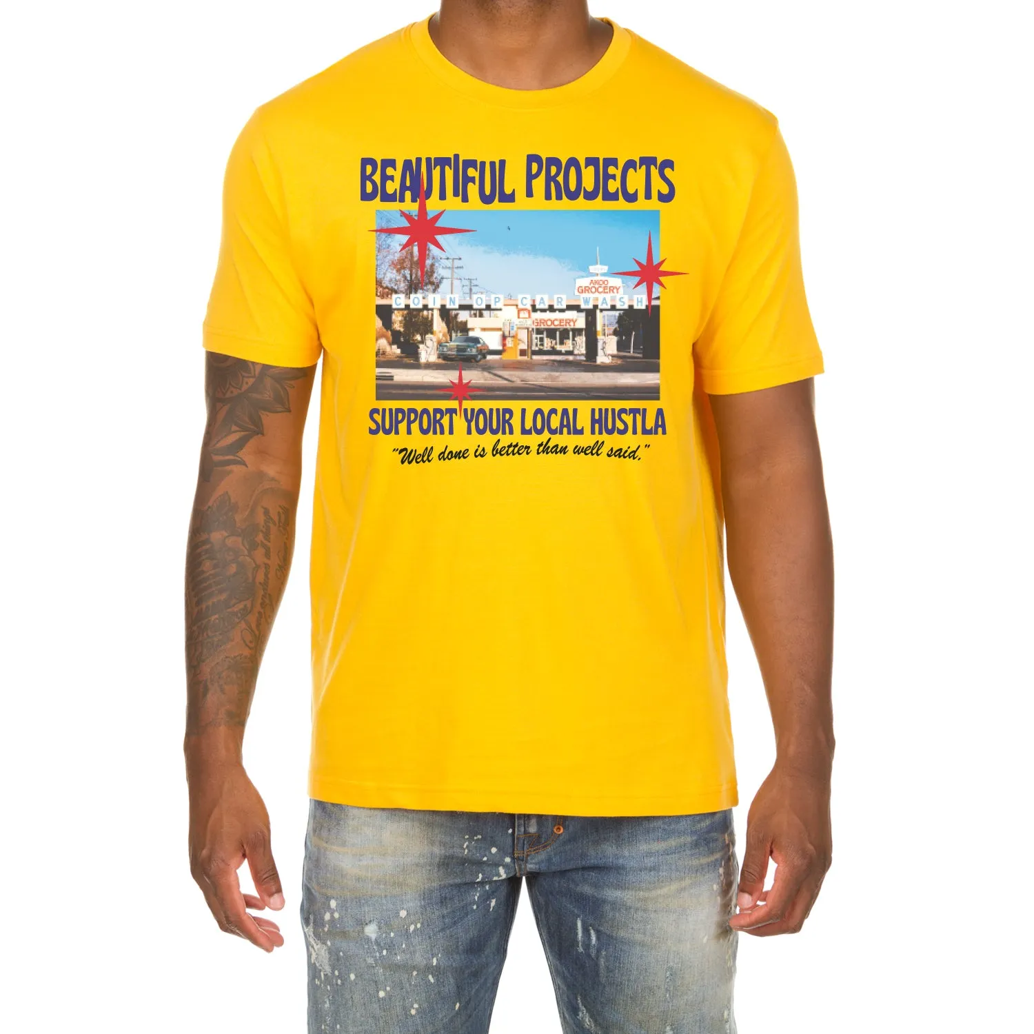 Akoo Mens Detailing SS Tee (Puff Print) (Old Gold) sold by Akoo