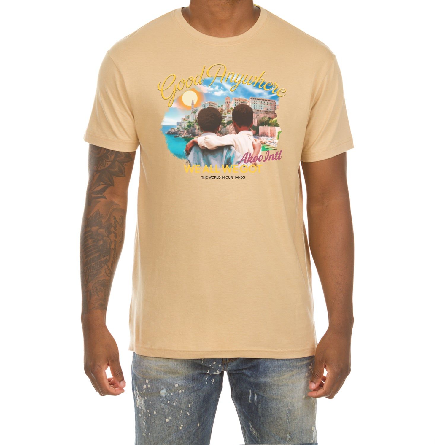 Akoo Mens All We Got SS Tee (Sand) sold by Akoo