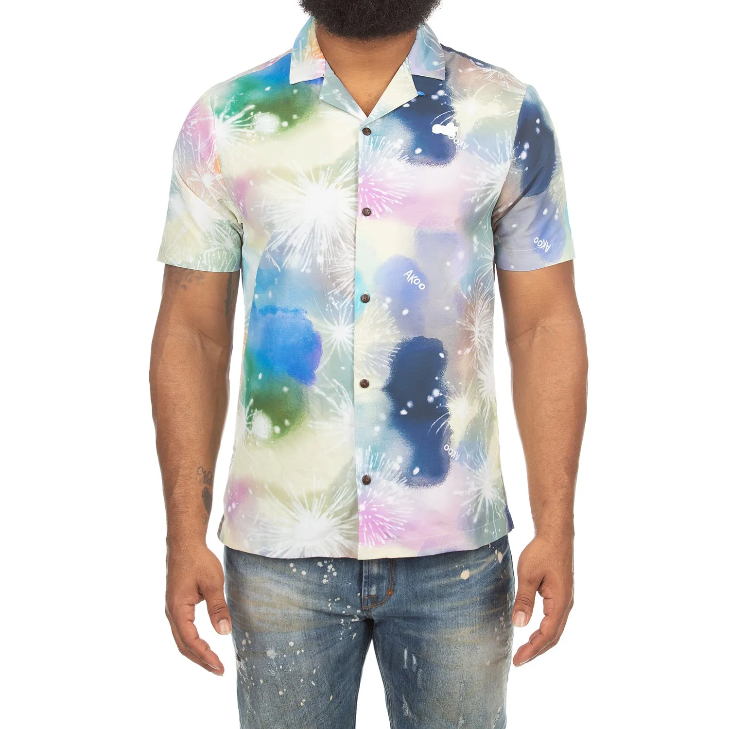Akoo Mens Fireworks SS Woven (Bleach White) sold by Akoo