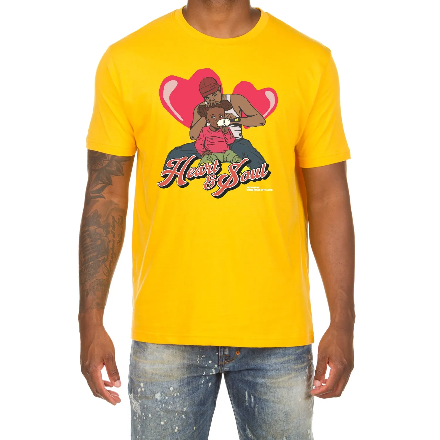 Akoo Mens Heart Soul SS Tee (Old Gold) sold by Akoo