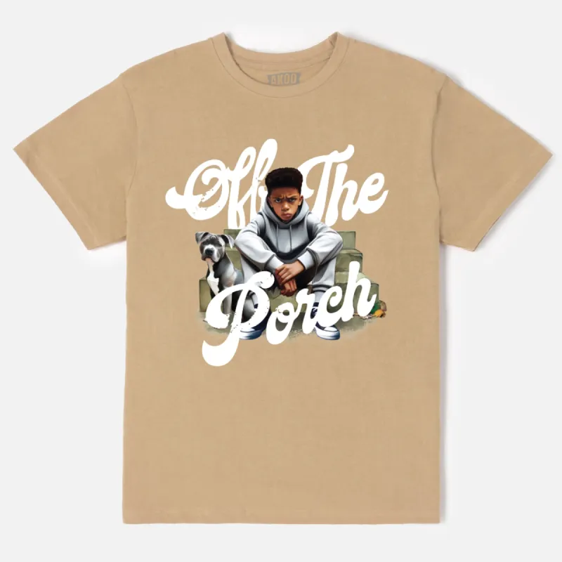 Off the Porch SS Tee (Sand) sold by Akoo