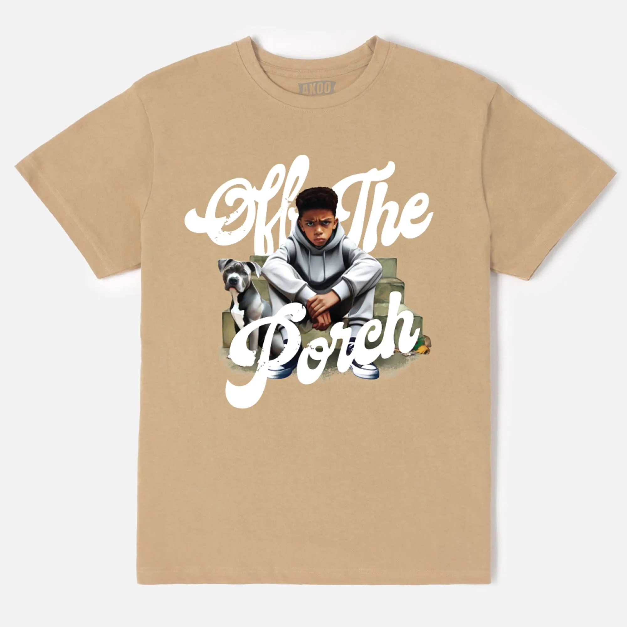 Off the Porch SS Tee (Sand) sold by Akoo
