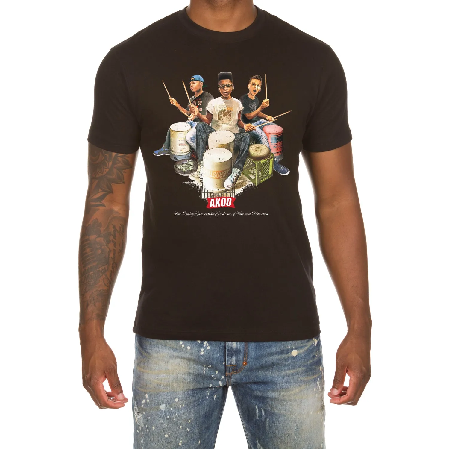 Three Drummers SS Tee (Black) sold by Akoo product image thumbnail 2