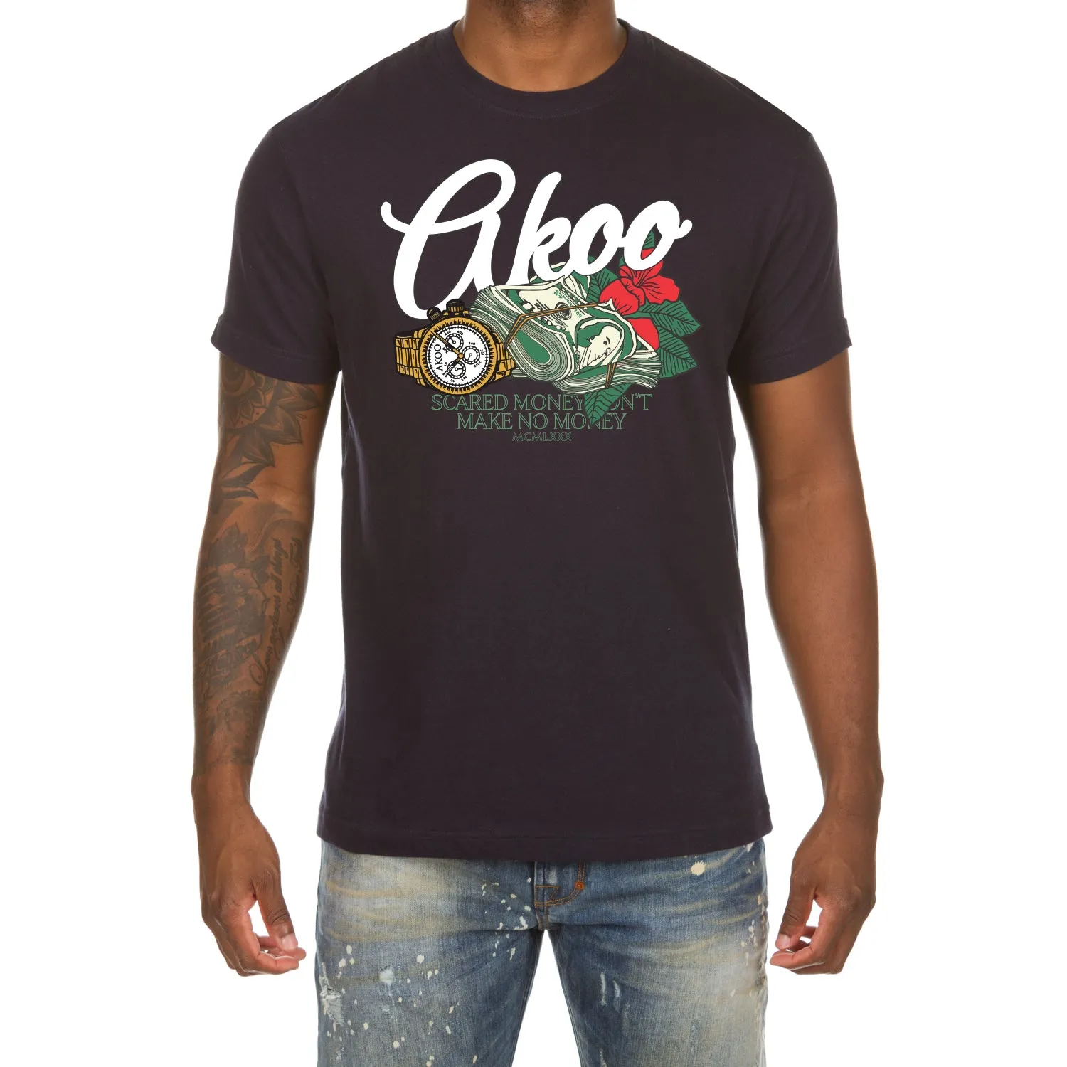 Akoo Mens Money Talk SS Tee (Navy Blazer) sold by Akoo