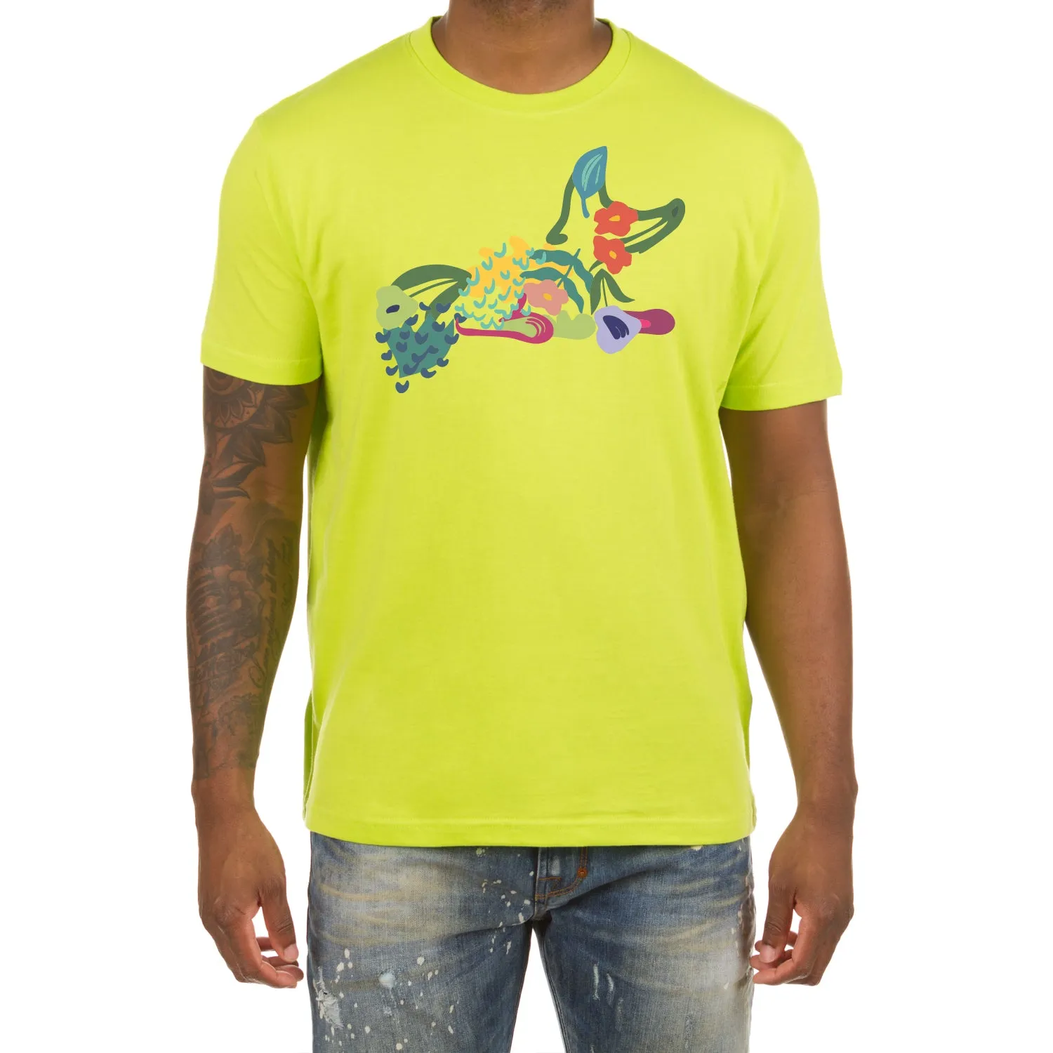 Akoo Mens Bloom SS Tee (Acid Lime) sold by Akoo