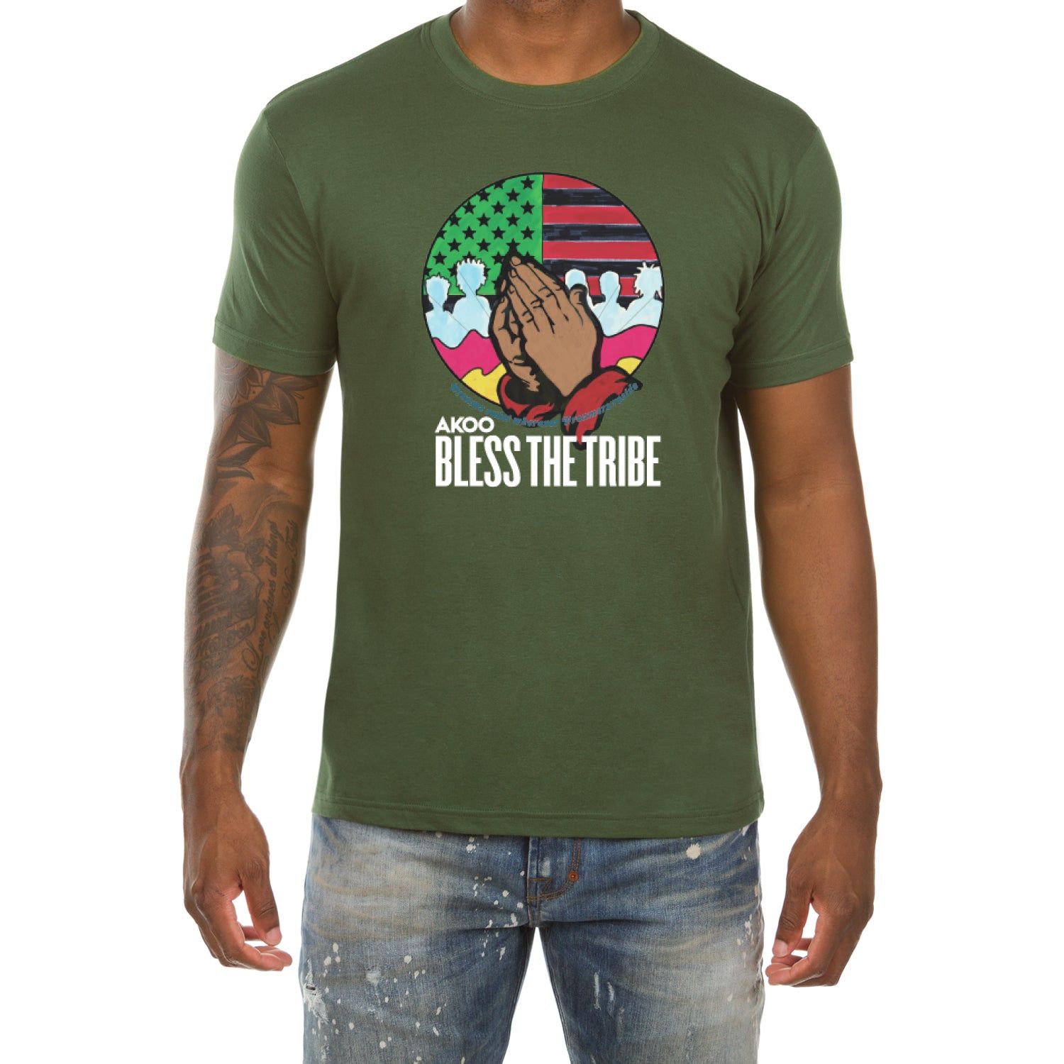 Akoo Mens Bless The Tribe SS Tee (Greener Pastures) sold by Akoo