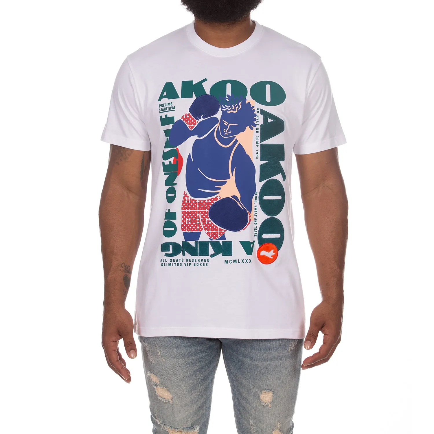 Akoo Mens Title Fight SS Knit (White) sold by Akoo