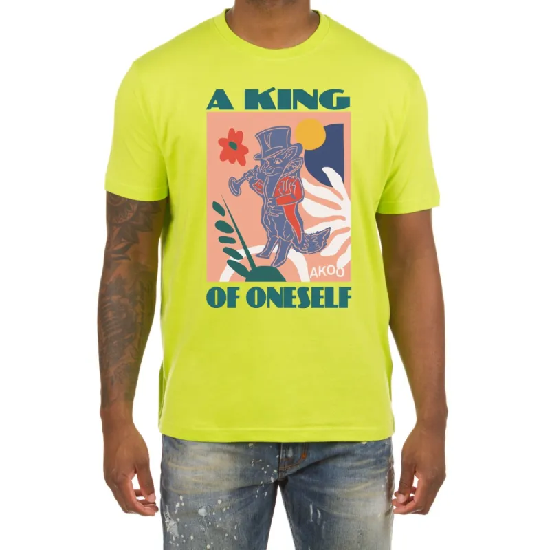 Akoo Mens A King of Oneself SS Tee (Acid Lime) sold by Akoo