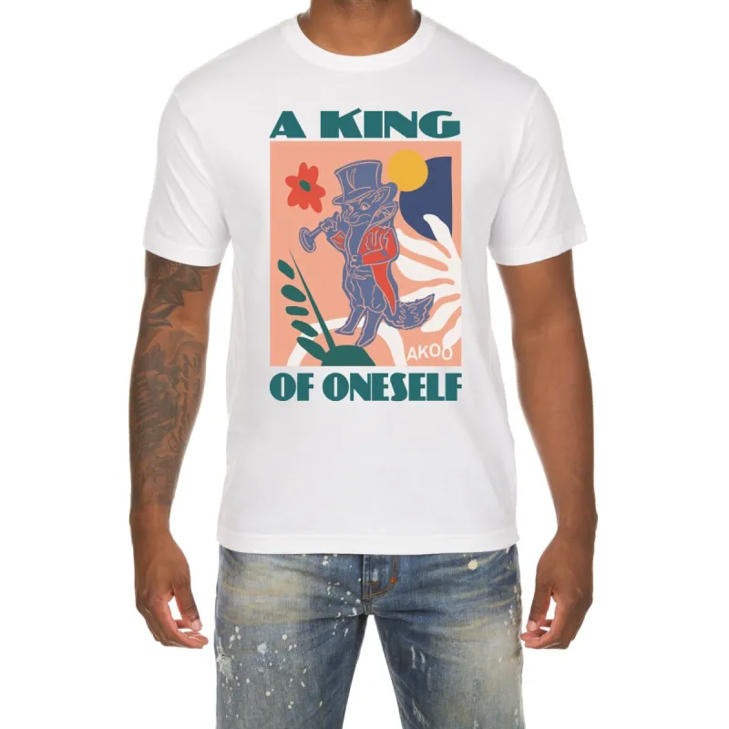 Akoo Mens A King of Oneself SS Tee (White) sold by Akoo