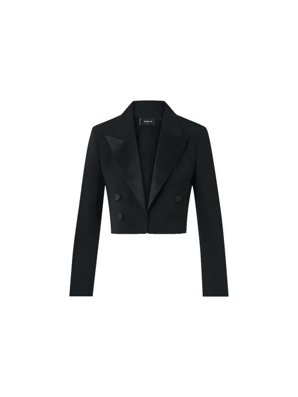 Cropped Wool Double-Face Jacket with Satin Lapel sold by Akris