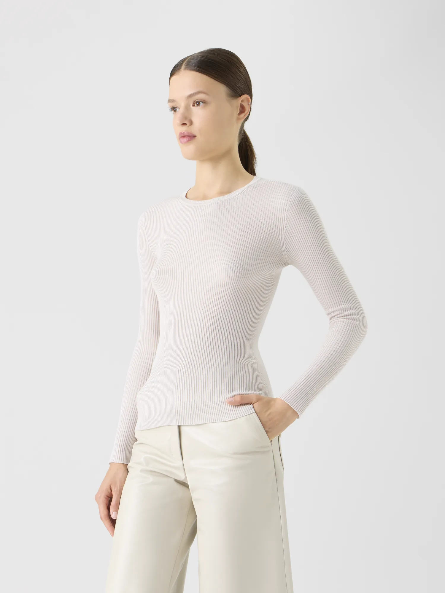 Seamless Silk Cotton Knit Sweater sold by Akris product image thumbnail 3