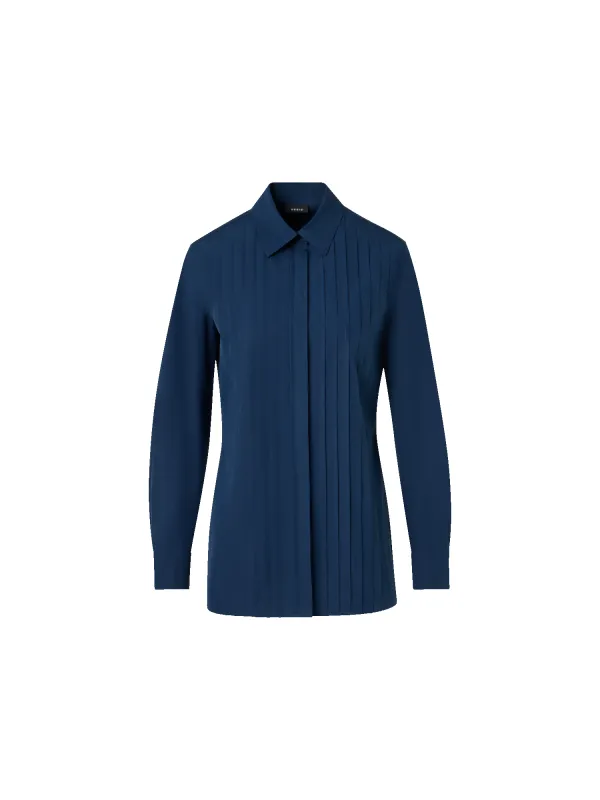 Cotton Poplin Blouse with Pleated Front sold by Akris