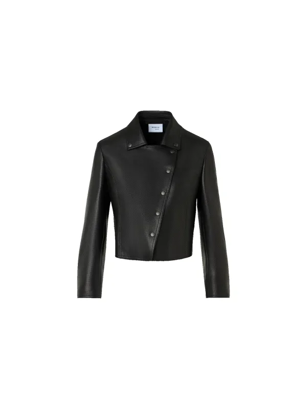 Biker Jacket in Pin Dot Nappa Leather made by Akris Punto