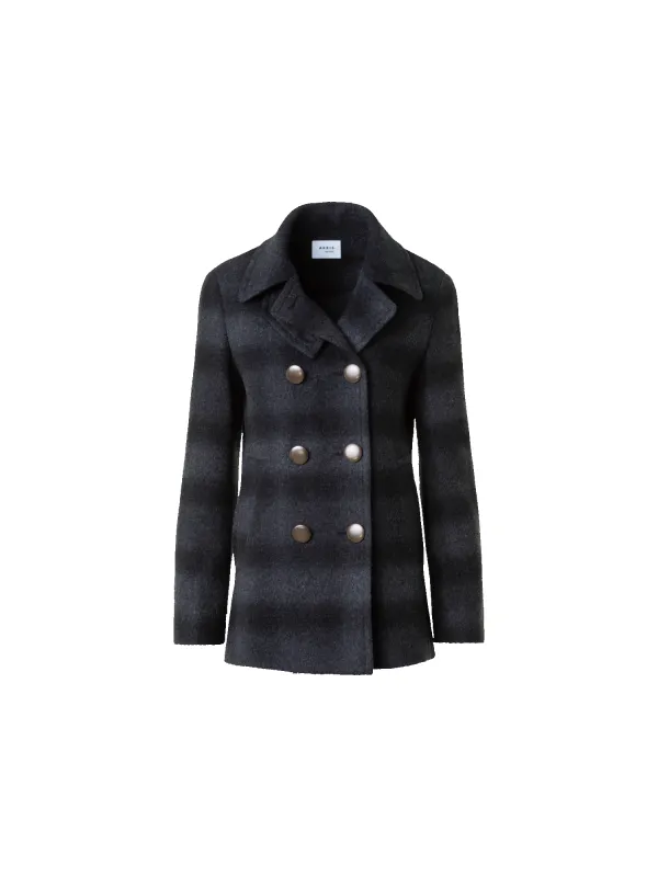 Blurred Check Peacoat sold by Akris