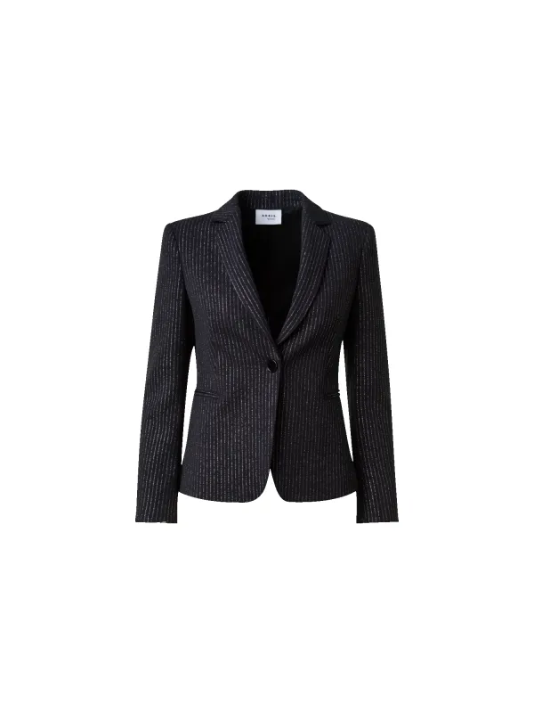 Pebble Crêpe Jacket with Metallic Pin Stripes made by Akris Punto