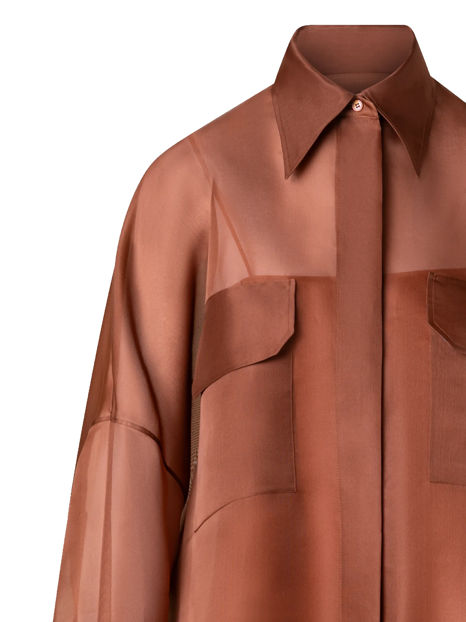 Oversized Semi-Sheer Silk Organza Shirt Blouse sold by Akris product image thumbnail 3