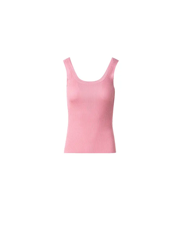 Silk Knit Rib Tank Top with Knitted Trim sold by Akris