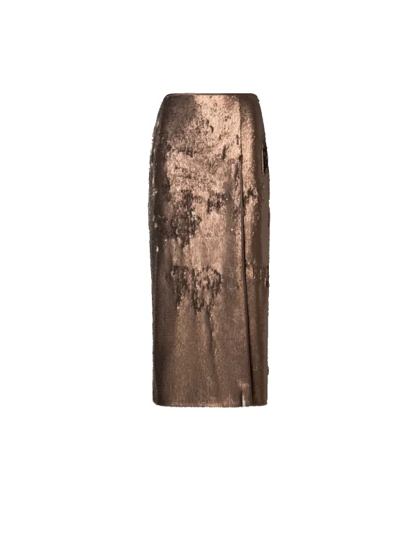 Bi-Color Sequin Jersey Pencil Skirt with Slit sold by Akris