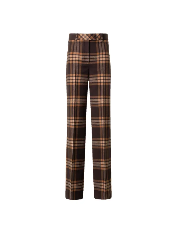 Wide Wool Flannel Check Pants sold by Akris